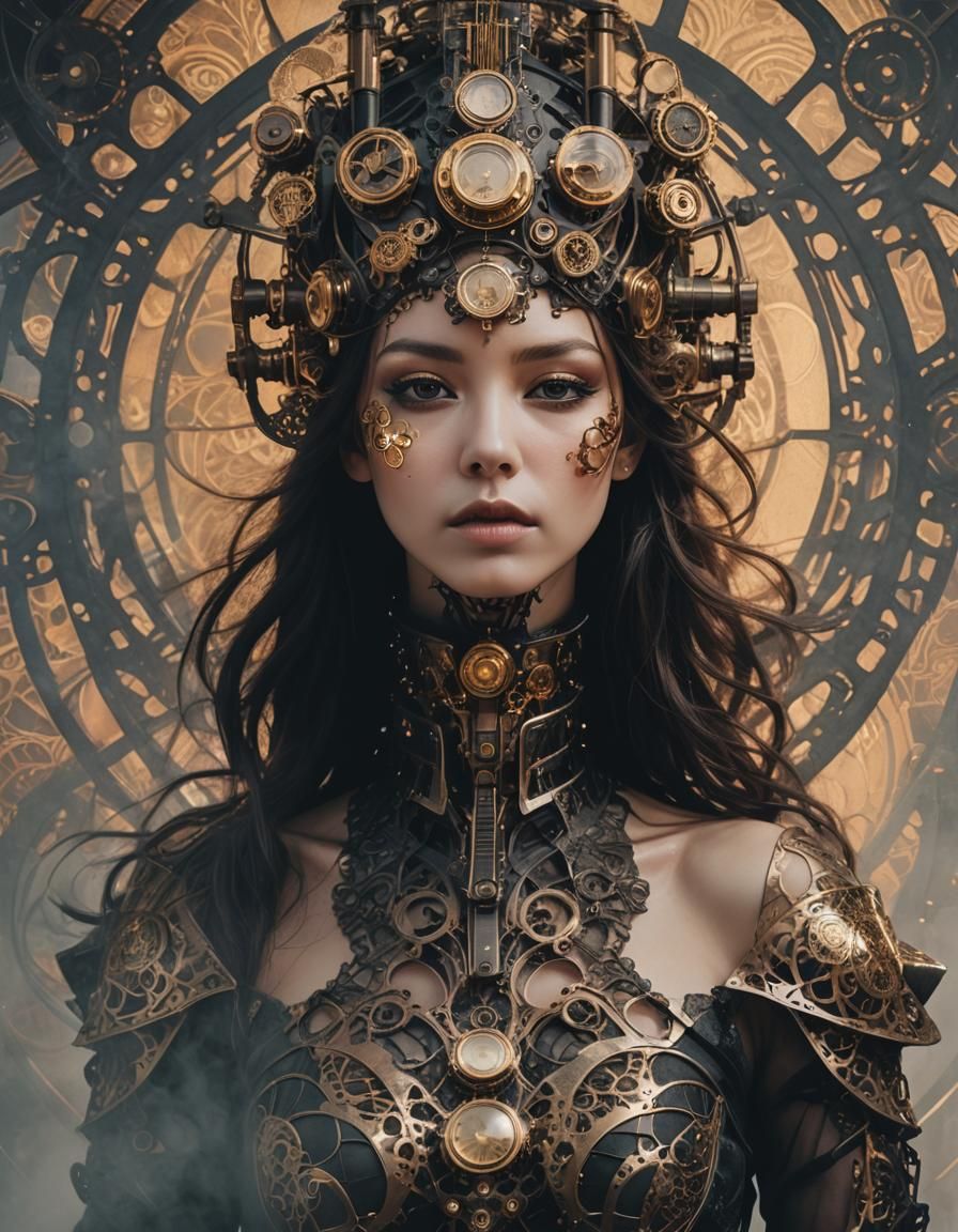 A captivating cinematic portrait photograph in black and ste...