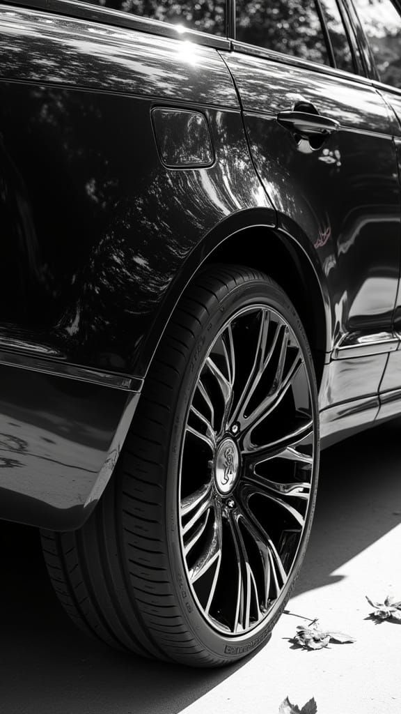 Luxury Black SUV Close-Up in Hyper-Realistic Detail