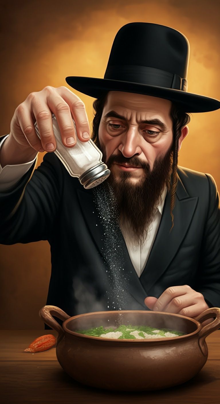 Hasidic Man Sprinkling Salt: Digital Comic Illustration
