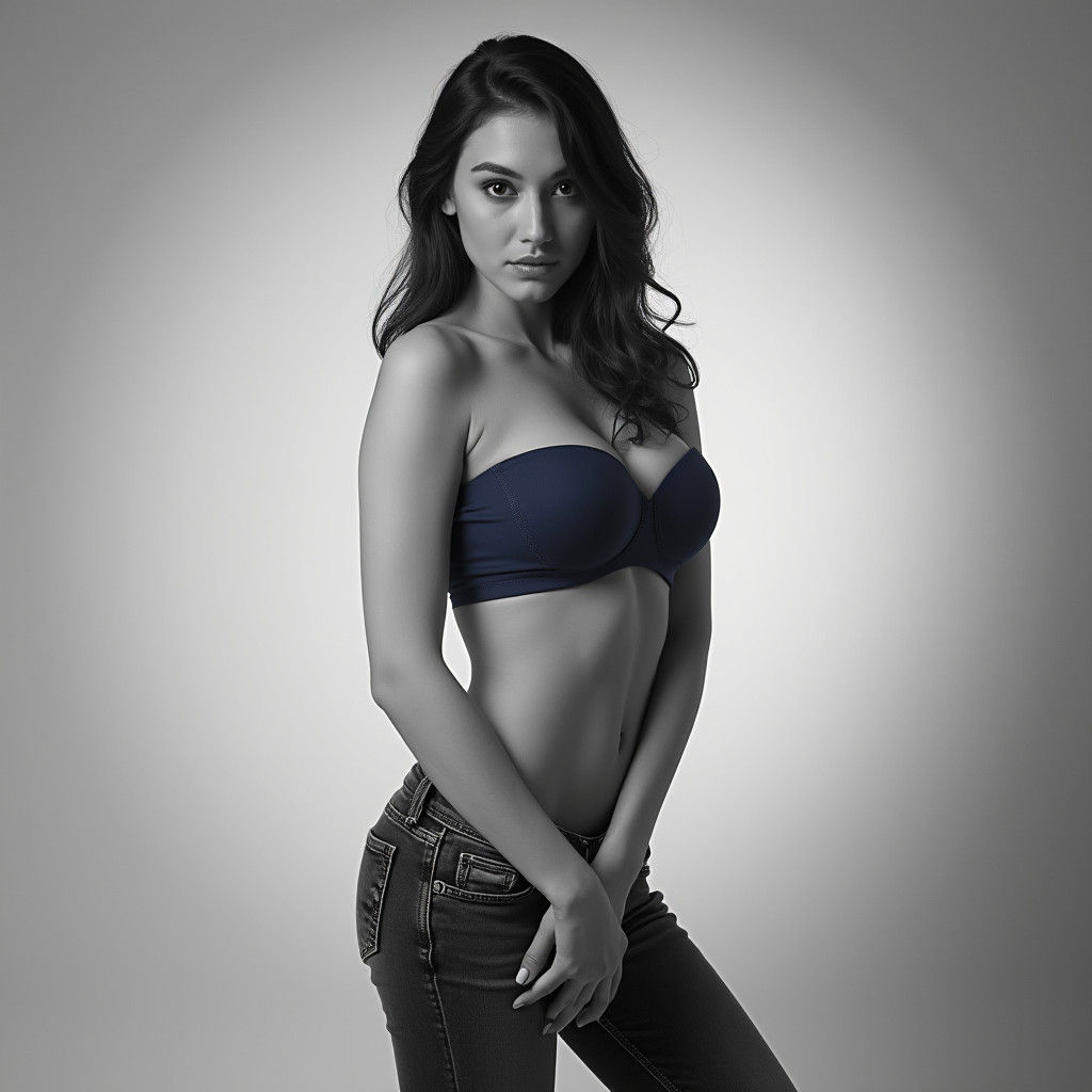 Sensual Black and White Portrait of a Young Woman