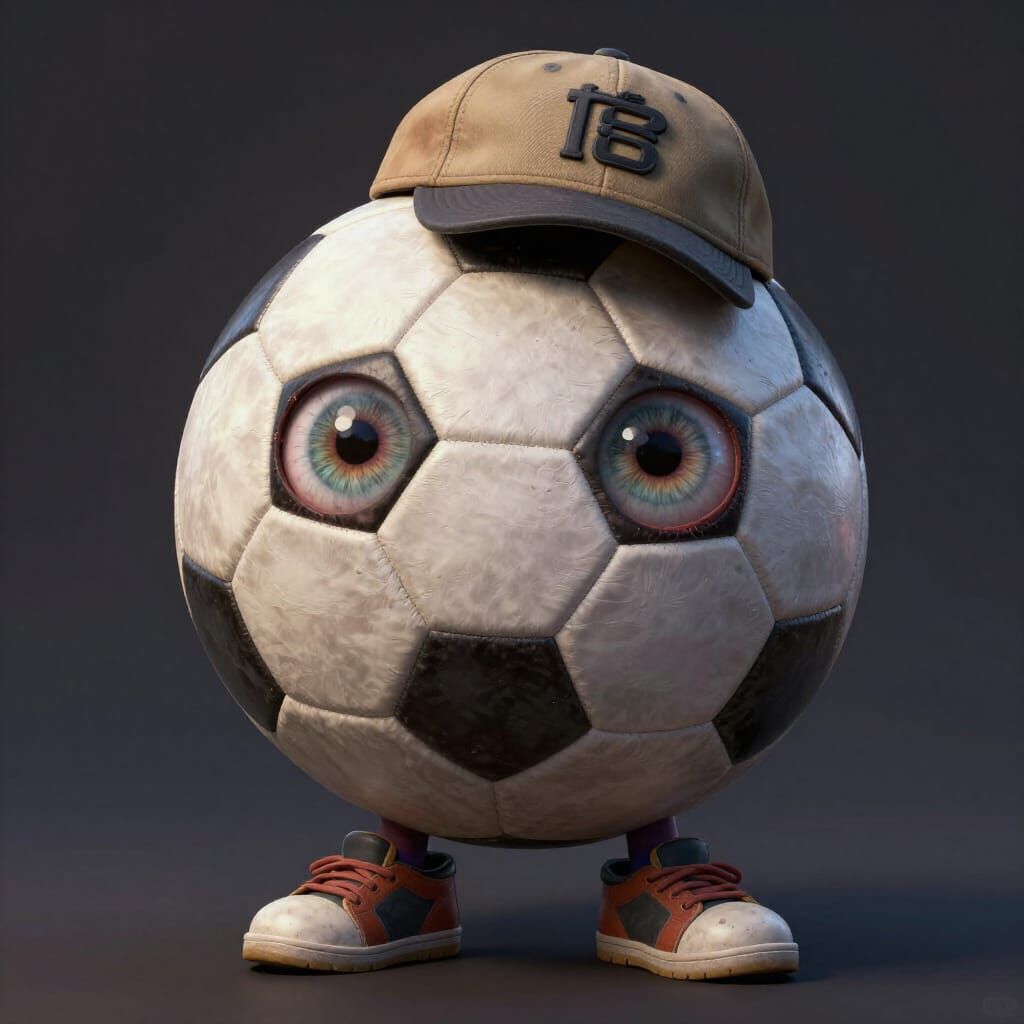 Photorealistic Soccer Ball with Cap, Legs, and Shoes