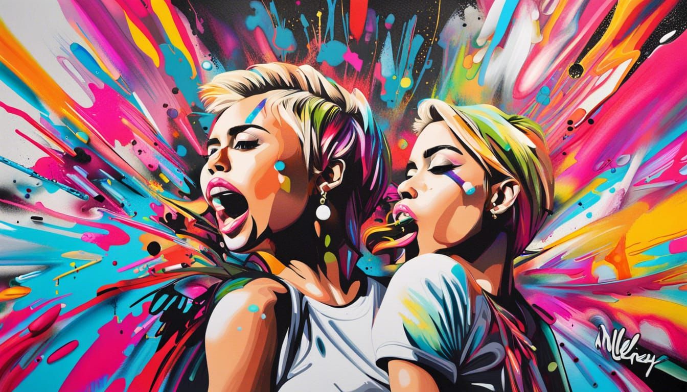 Miley Cyrus Graffiti Art Portrait
