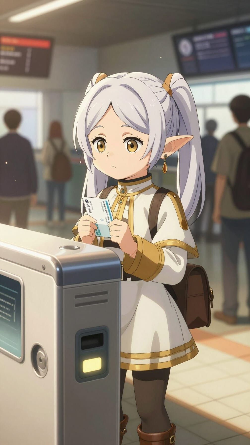 Anime Frieren Perplexed at Tokyo Station Turnstile