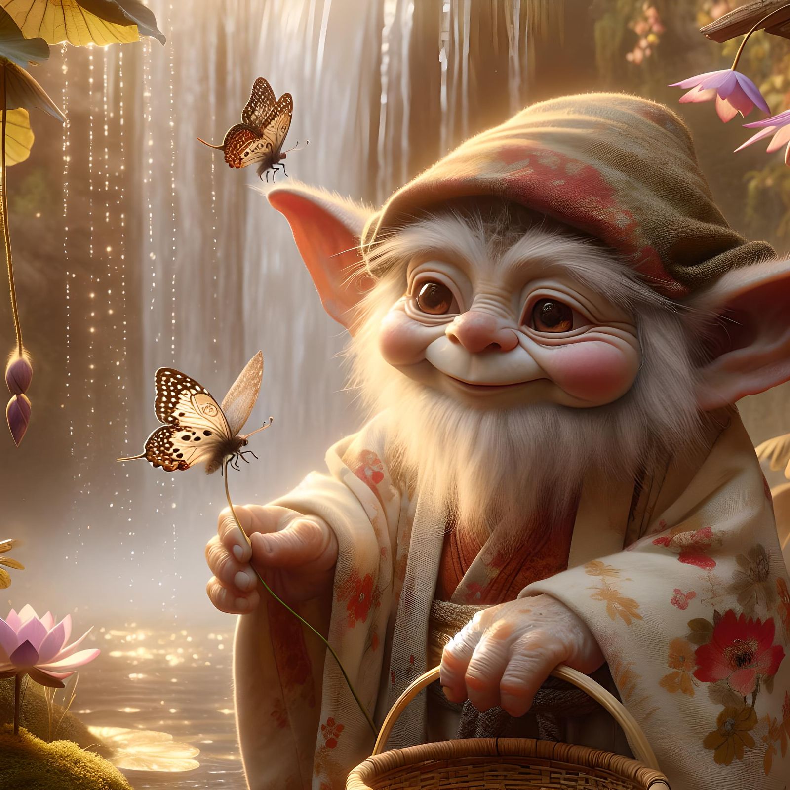 Gremlin and Butterfly in Traditional Japanese Art