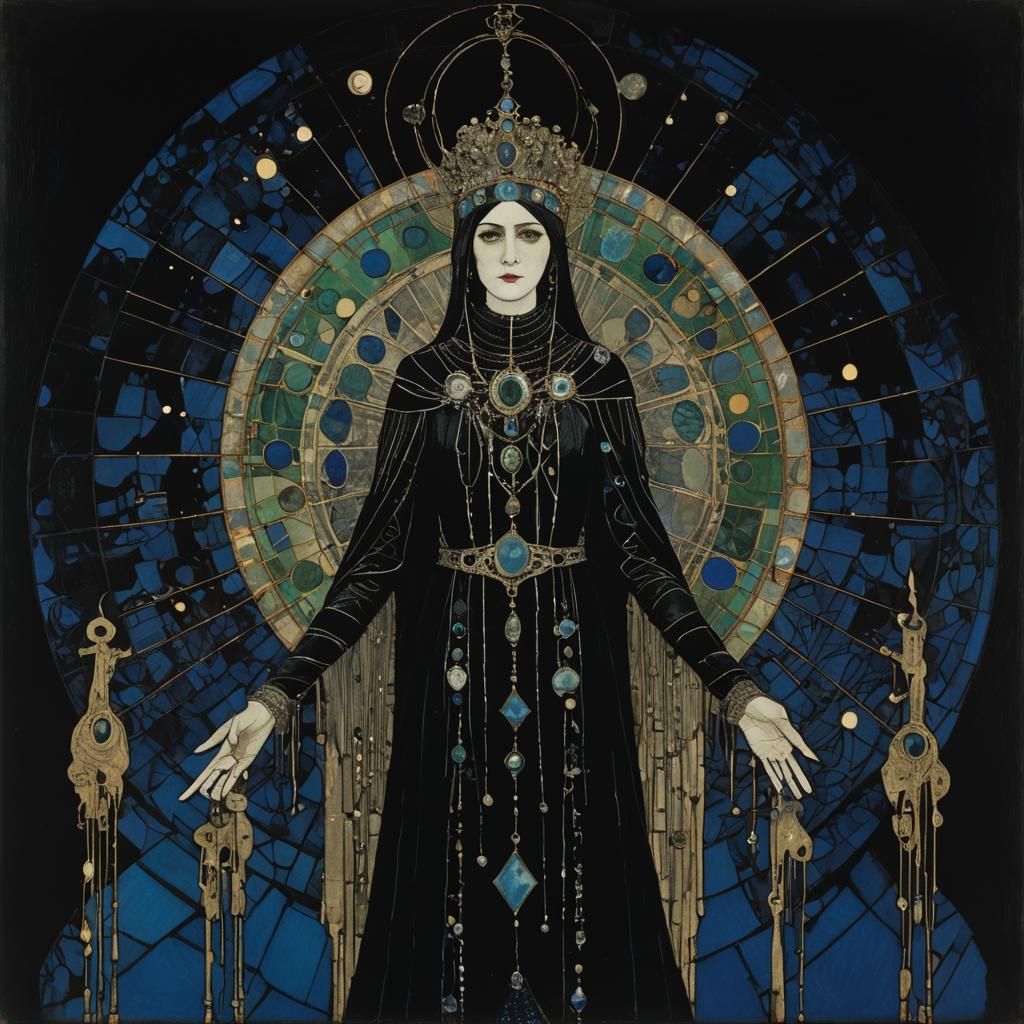 Priestess in Encaustic with Godrays