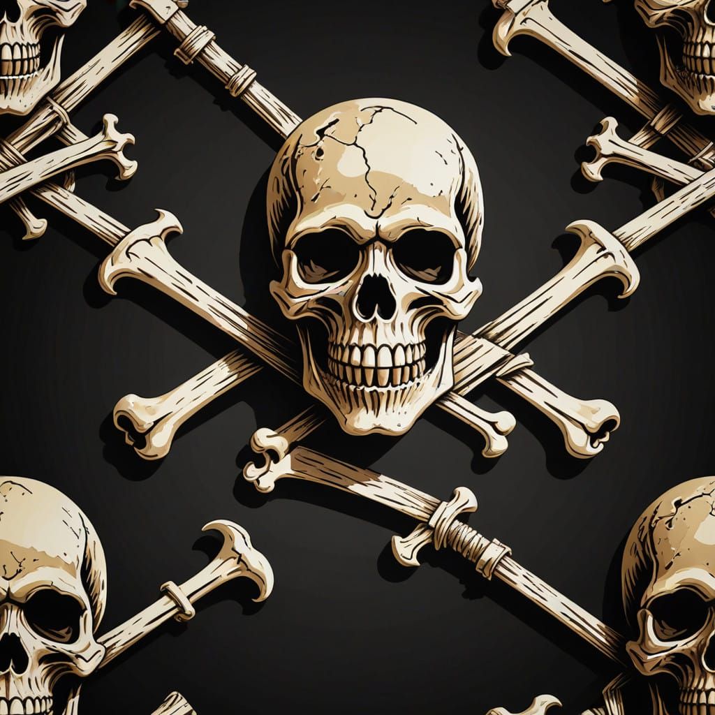 Pirate Flag in a Stormy Sea in a Dark and Moody Style