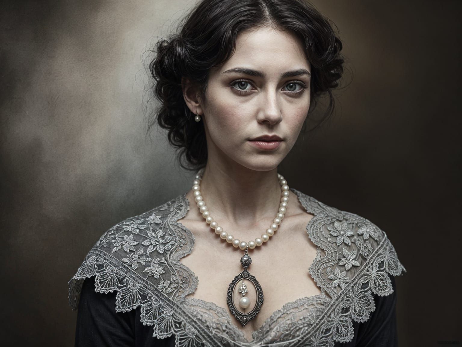 Victorian Woman Portrait in Charcoal Pastel