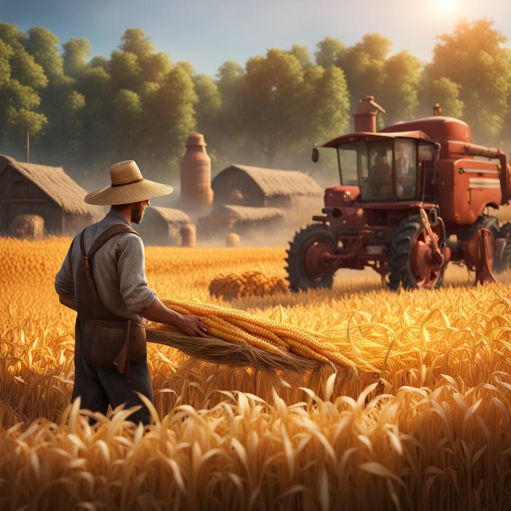 Farmer's Harvest: A Detailed Matte Painting