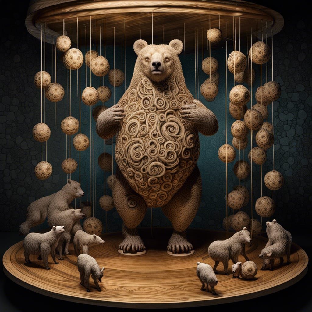 Surreal Rotating Bear on Wobbling Equilibrium