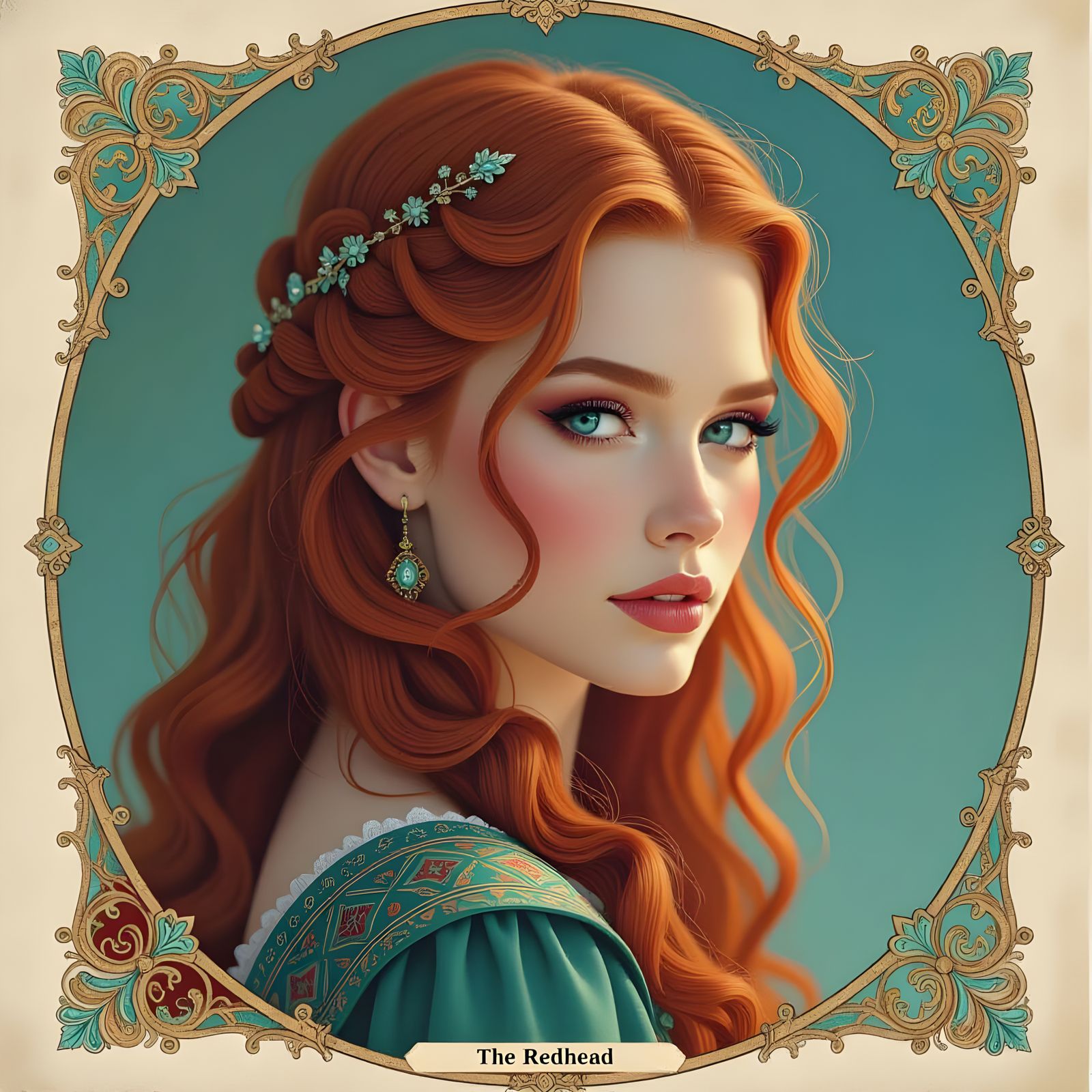 Hyperrealistic Norse Goddess Portrait in Ink and Watercolor