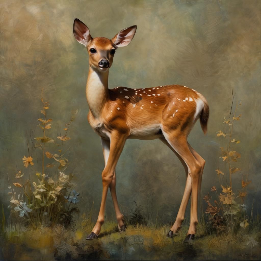 Fawn Polychrome Chiaroscuro Encaustic Impasto