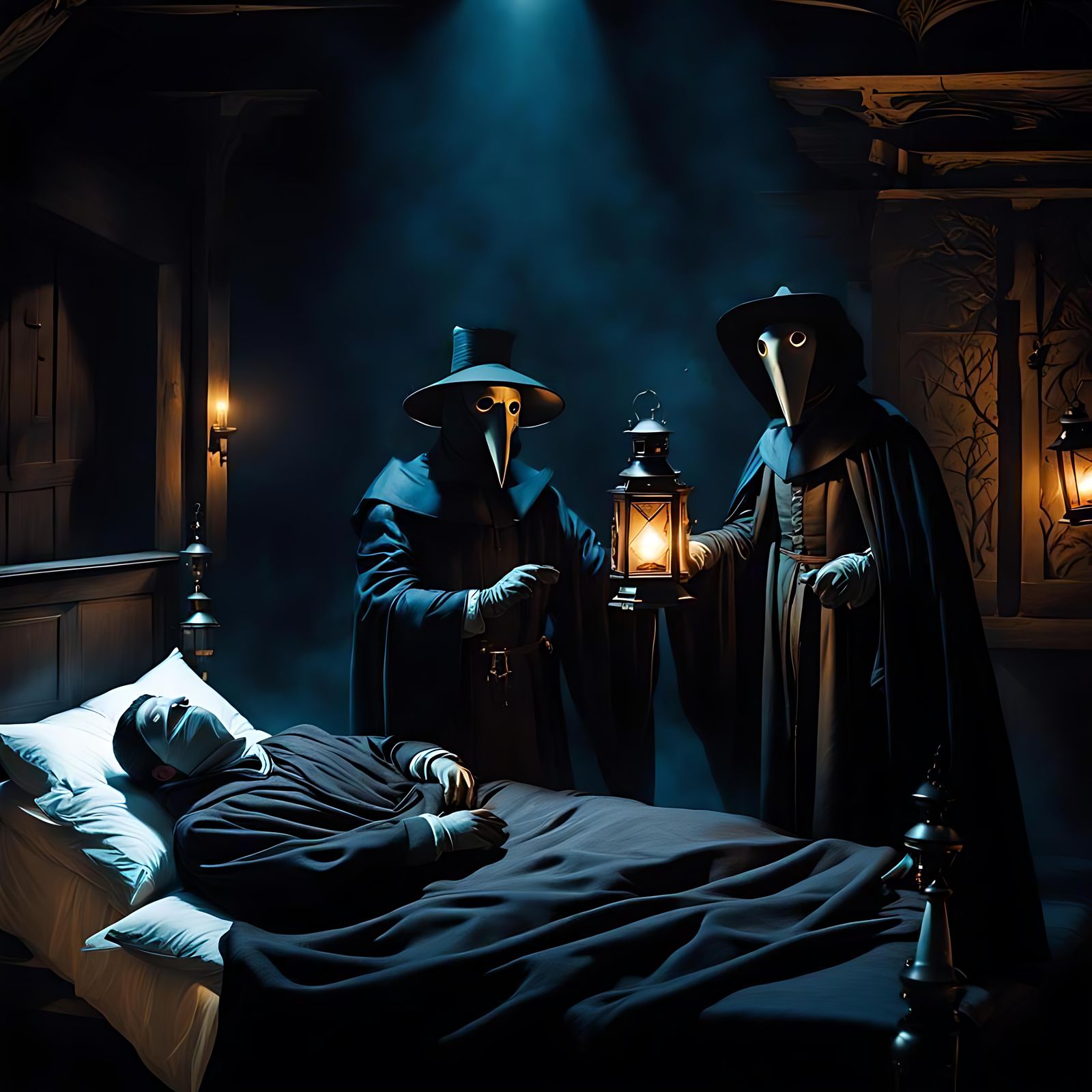 Plague doctors making a house call