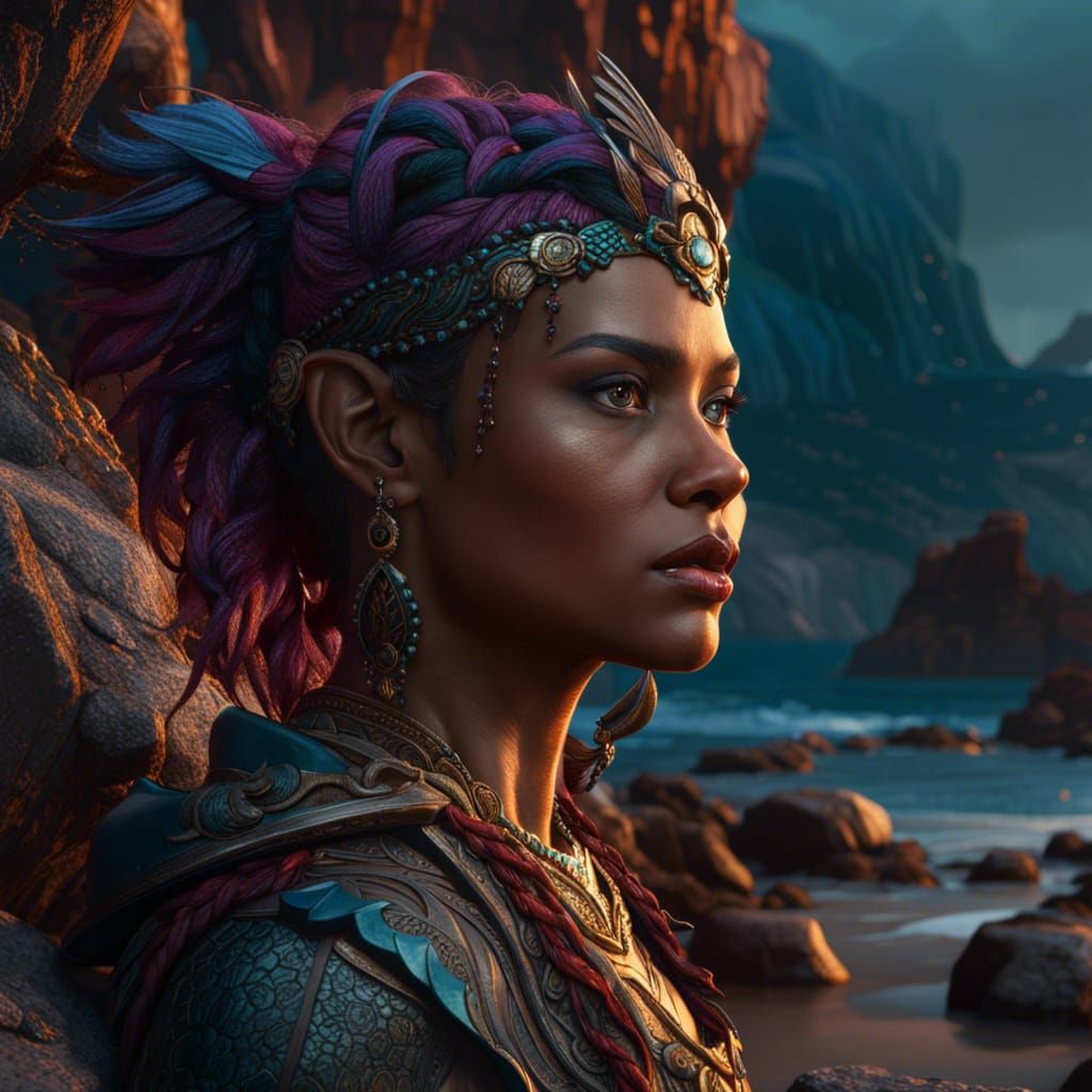 Fantastical Rocky Shoreline in Detailed Digital Art