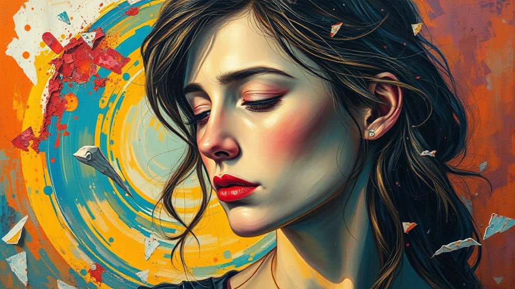 Shattered Dreams: Woman Dissolving in Neo-Expressionist Styl...