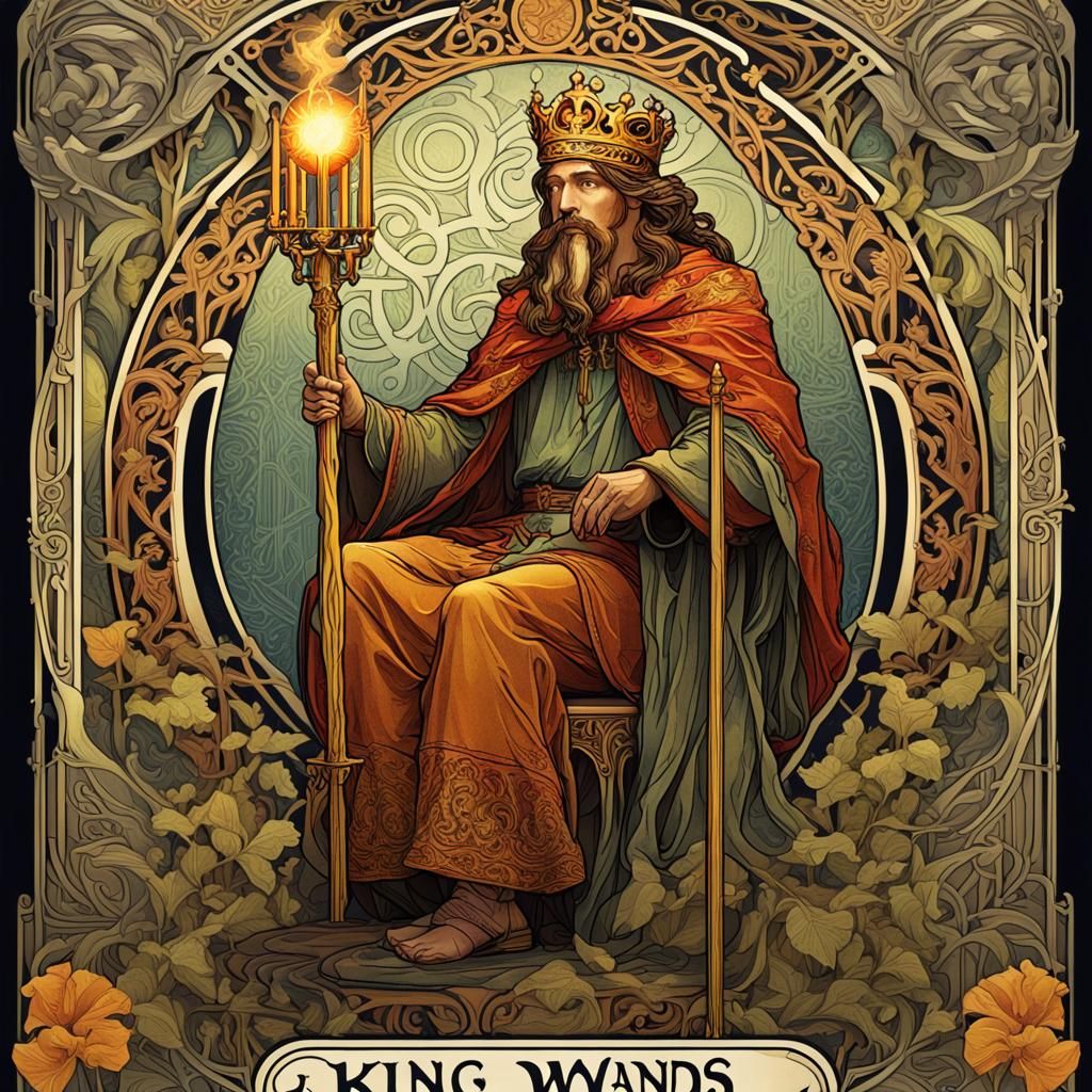 King of Wands, Alphonse Mucha style