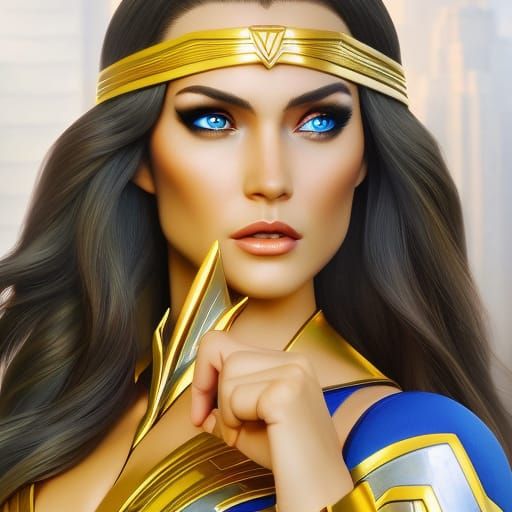 Wonder Woman Close-up: Digital Comic Book Art