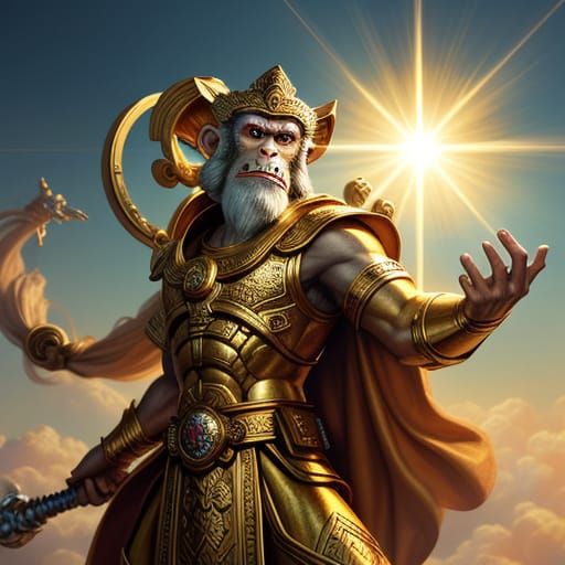 Monkey God Battle in Heaven: Cinematic Fantasy Art