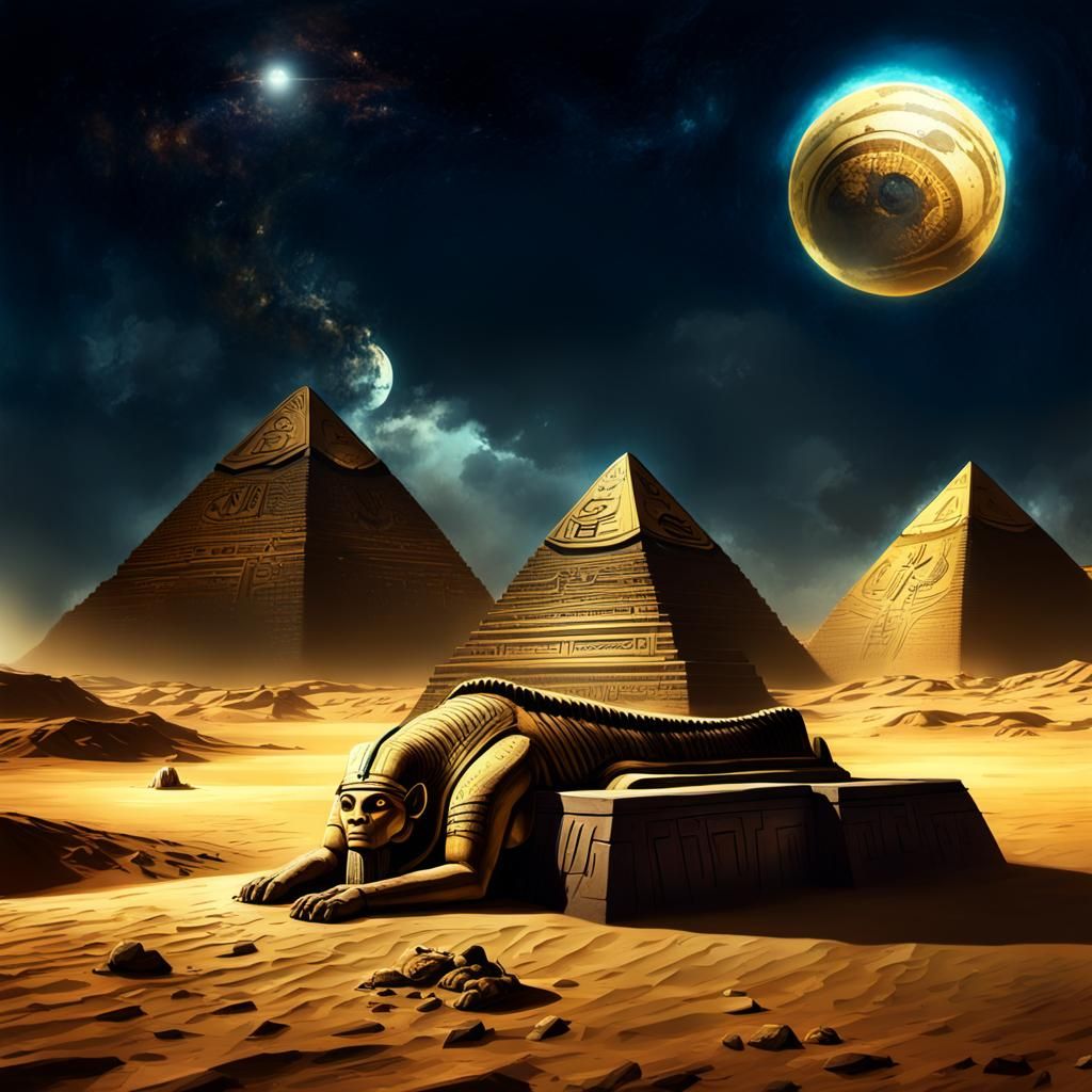 Egyptian Temple Animals in Art Nouveau Style