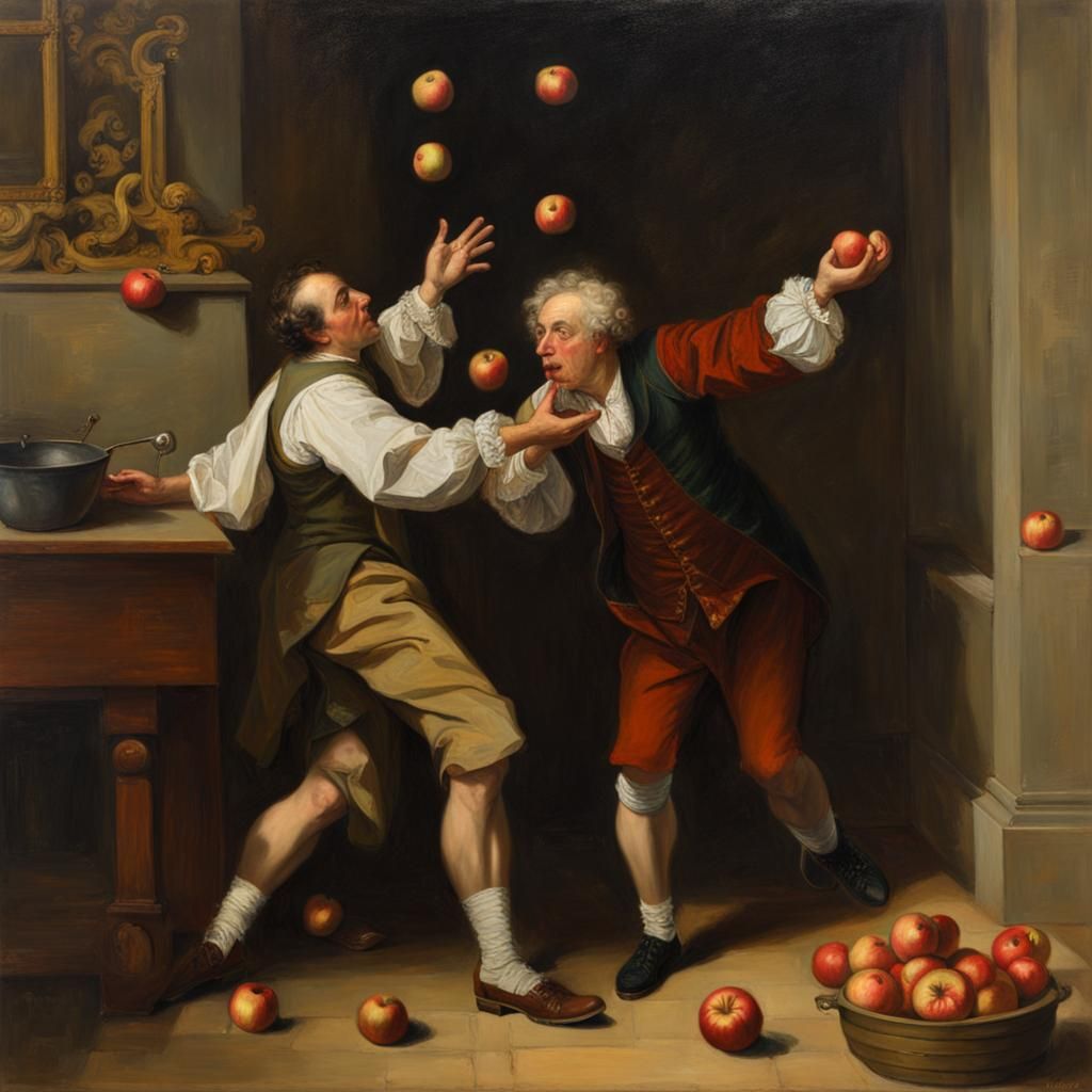 Baroque Man Throws Apples at Doctor