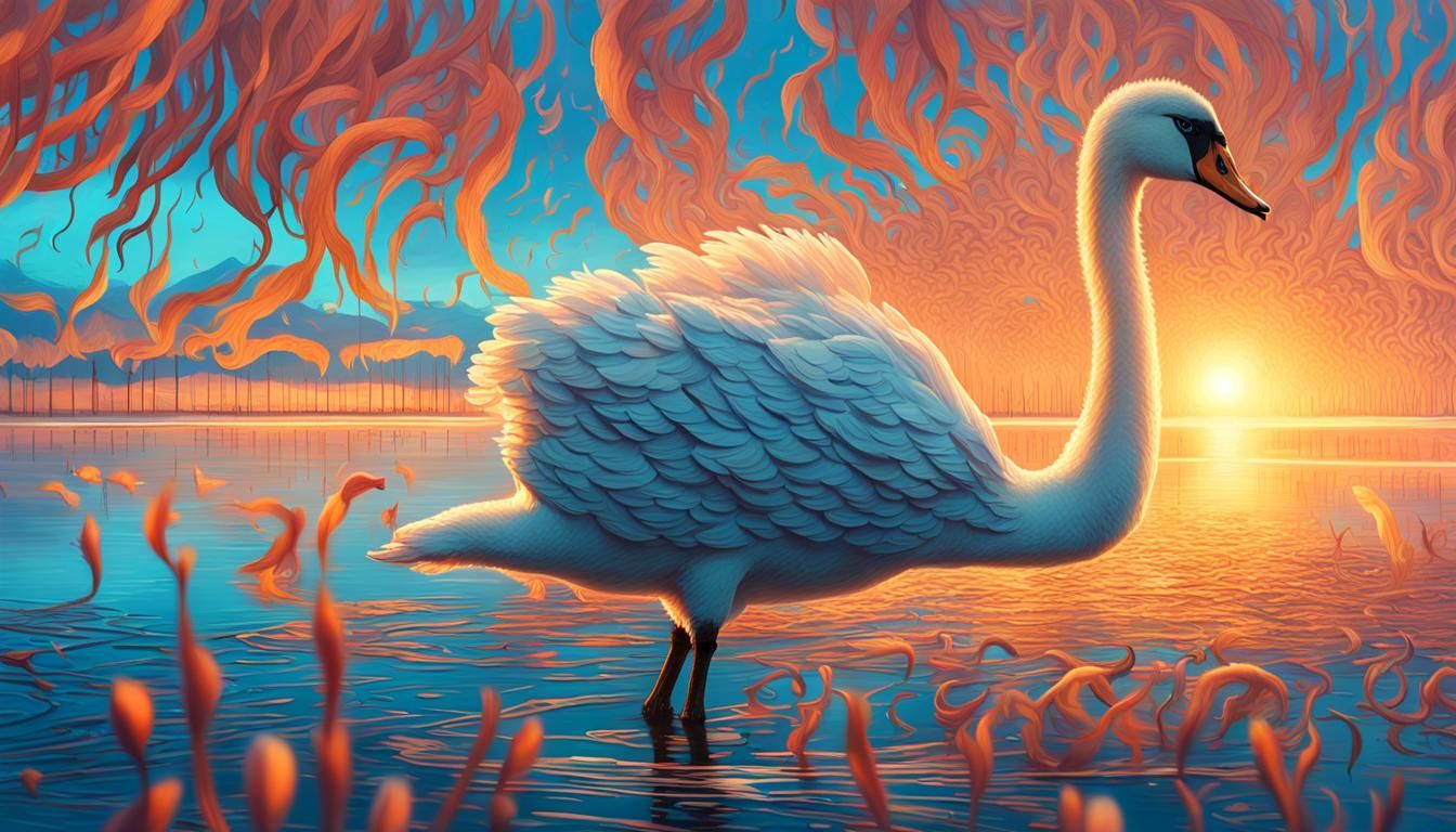 Majestic Multi-Eyed Swan: Fantastical Concept Art
