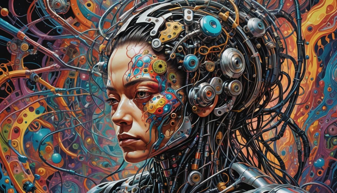 Psychedelic Massurrealism Cyborg: A Weird Human Creation
