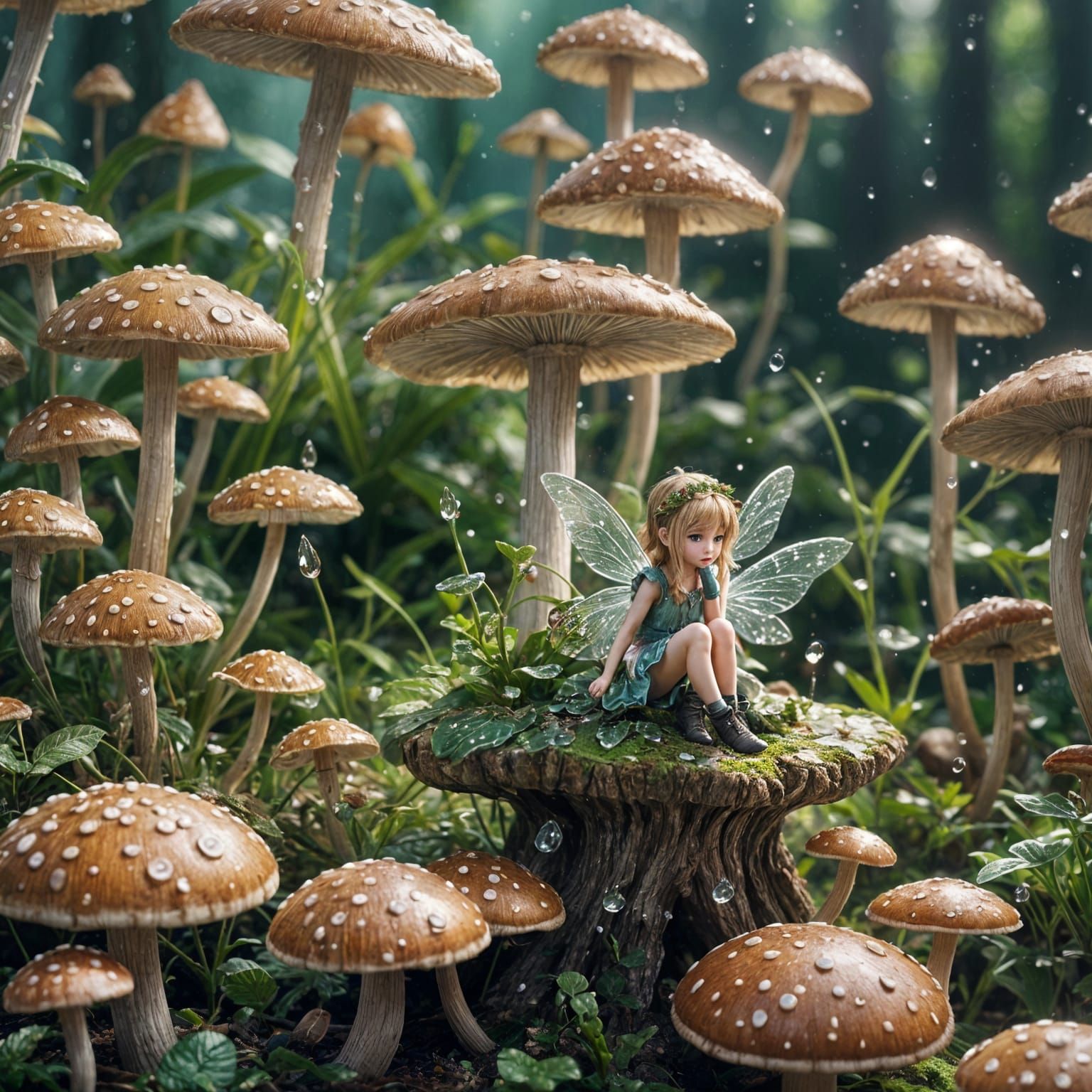 Macro Fairy on Mushroom, 3D Anime Art