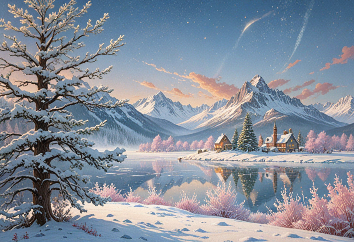 Peaceful Aurora-Crowned Winter Wonderland Scene