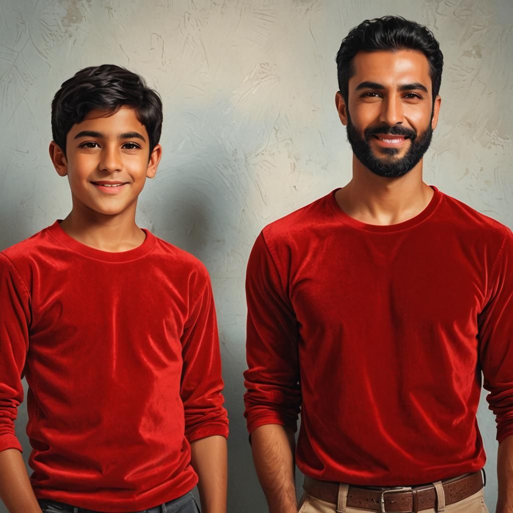 Portrait of Two Handsome Men in Red Velvet