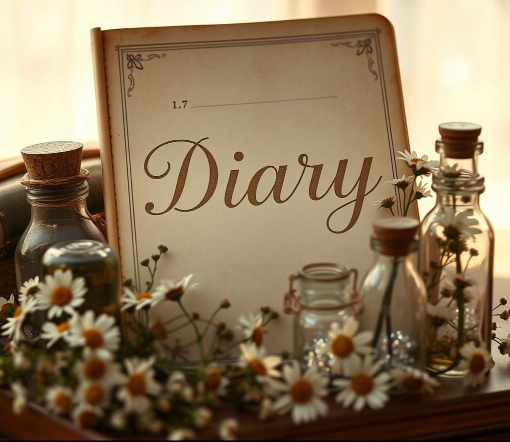 Magical Journal Page with Flowers and Spells