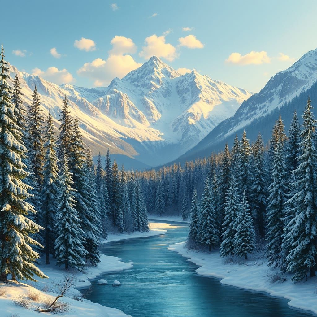 Winter Wonderland Landscape in Photorealistic Style