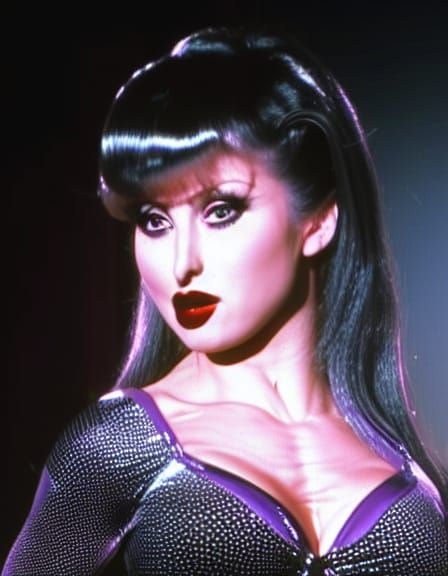 Gothic Female Bodybuilder in Vaporwave Style