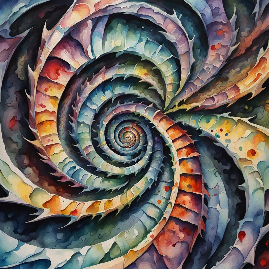 Grotesque Gothic Spiral Vortex in Impressionist Style