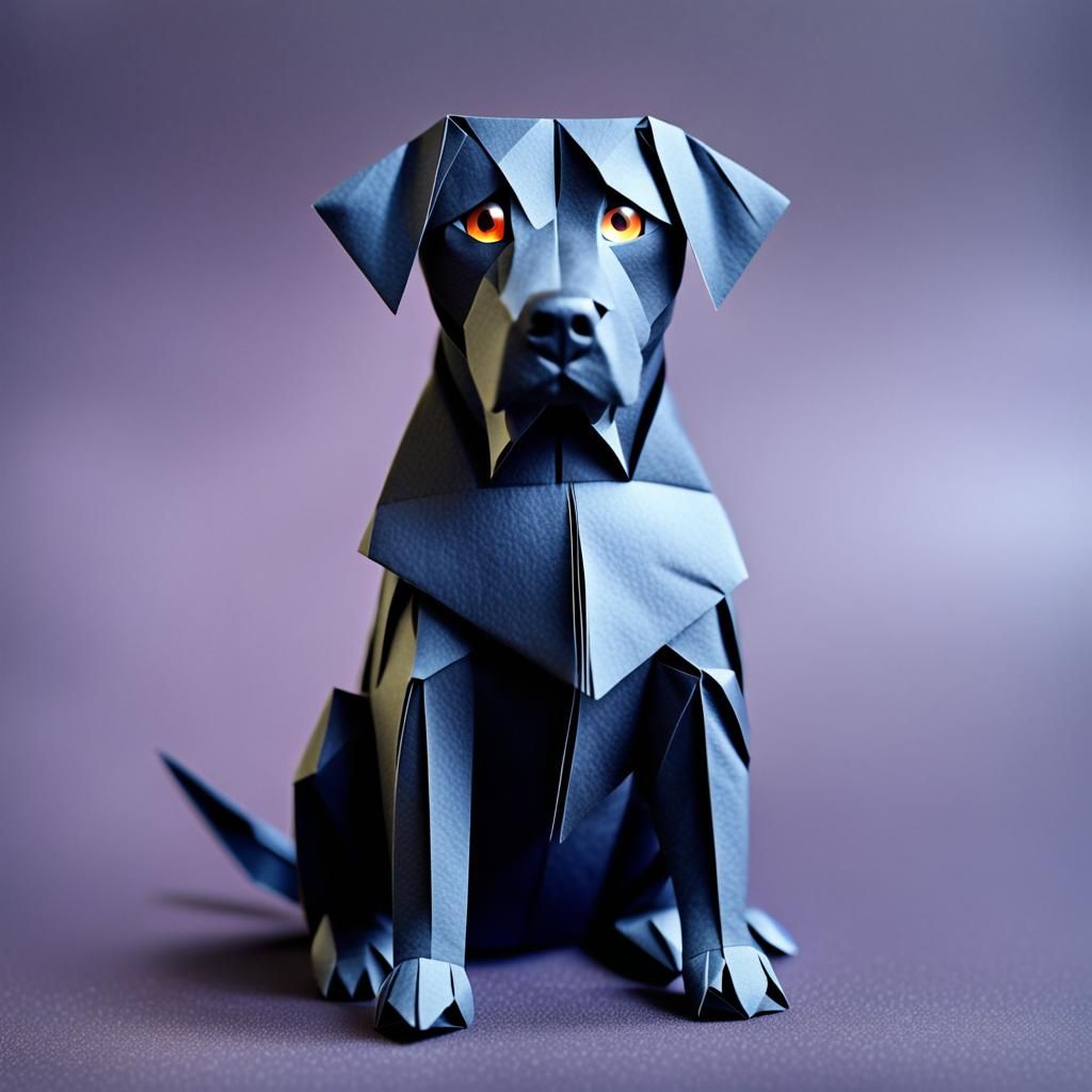 Origami Black Lab Papercraft in 8K