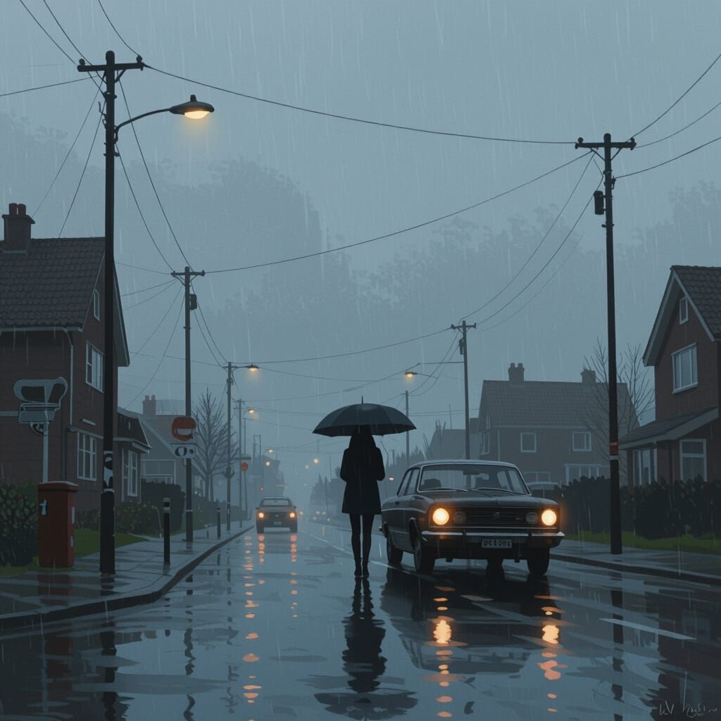 Gloomy Rainy Weather Scene in Painterly Style