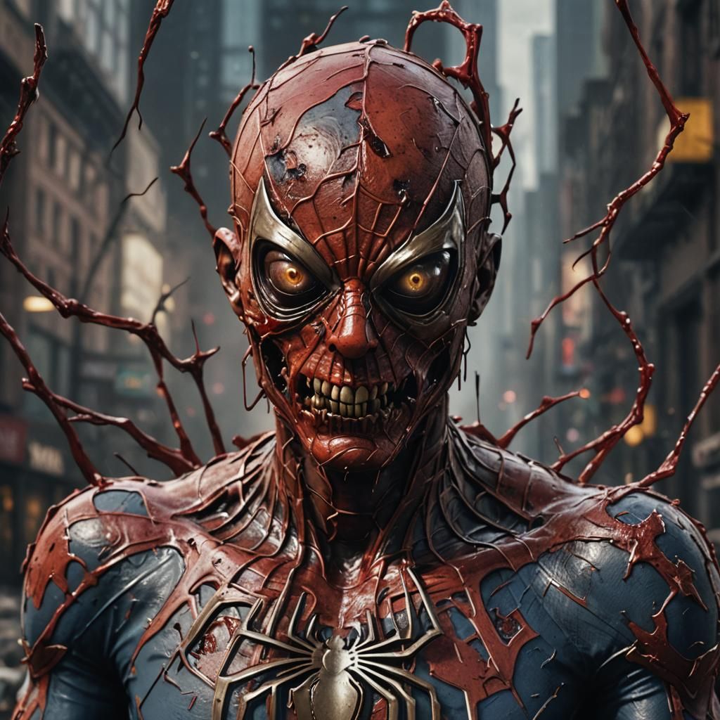 Zombie Spider-Man Portrait in Gory Detail