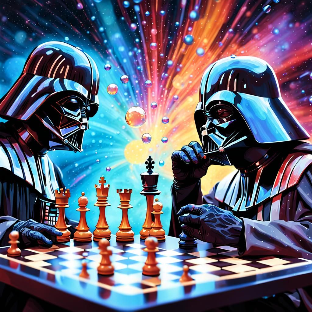 Darth Vader and Obi-Wan Chess Match Hologram