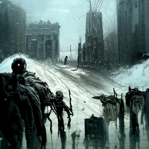 Post-Apocalyptic City Street in Dark Style