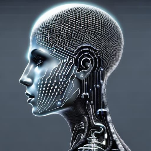 Hyperdetailed Cyborg in the Matrix: Dark Fantasy Art