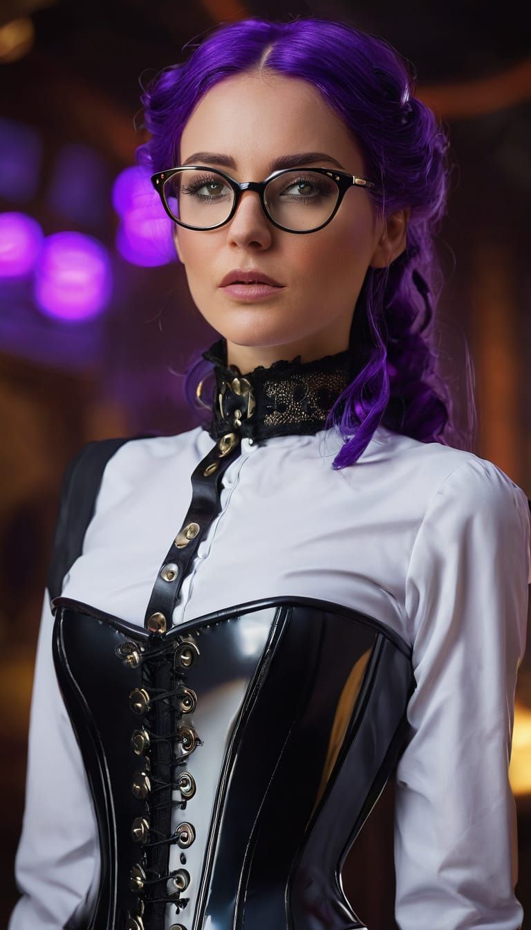 Elegant Woman with Long Green Hair and Polished Aesthetic