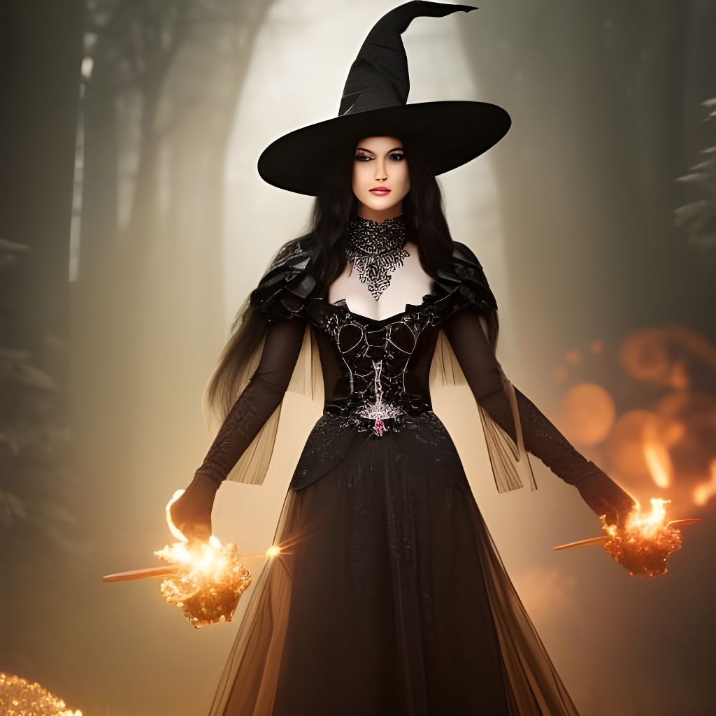 Beautiful Black Witch - When shall we three meet again? In thunder, lightning, or in rain?
