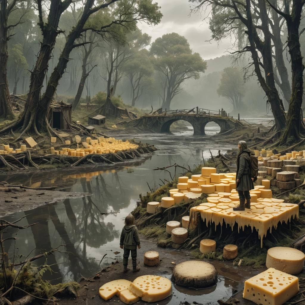Post-Apocalyptic Cheese Woman by River