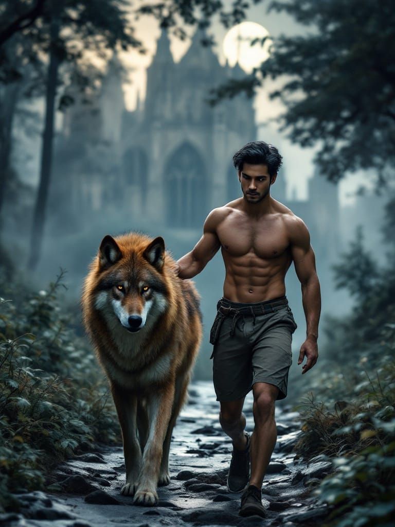 Wolf and Man United in Primeval Harmony