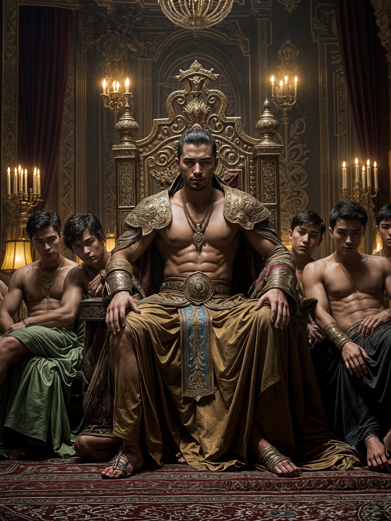 Kazakh Emperor in Opulent Palace Scene