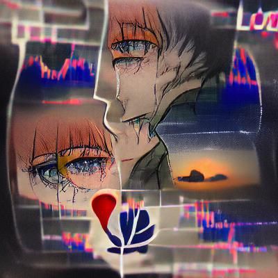 Abstract Broken Heart in Black and White