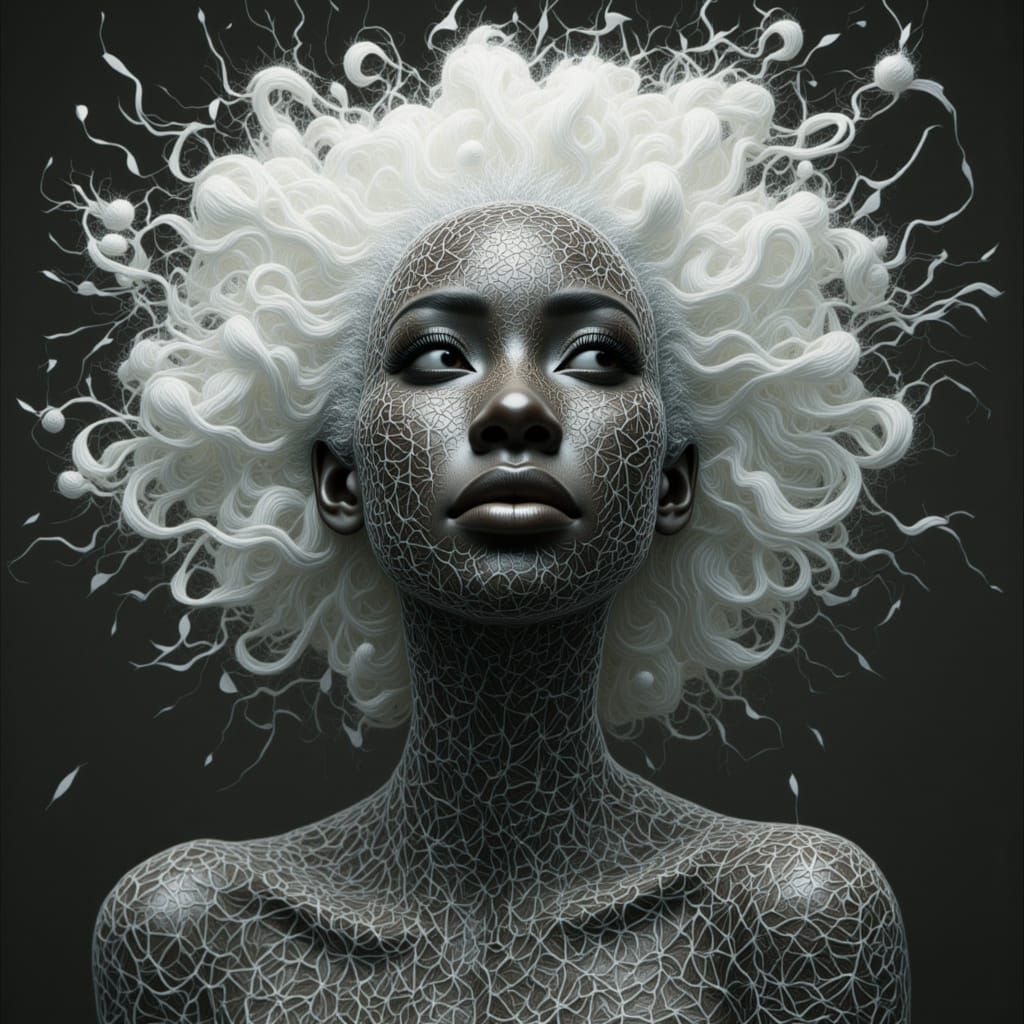 Fractal Haired Woman: Photorealistic AI Art