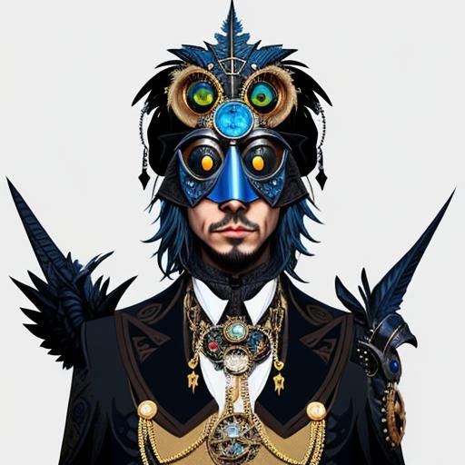 Steampunk Bird in Plague Mask Vector Art
