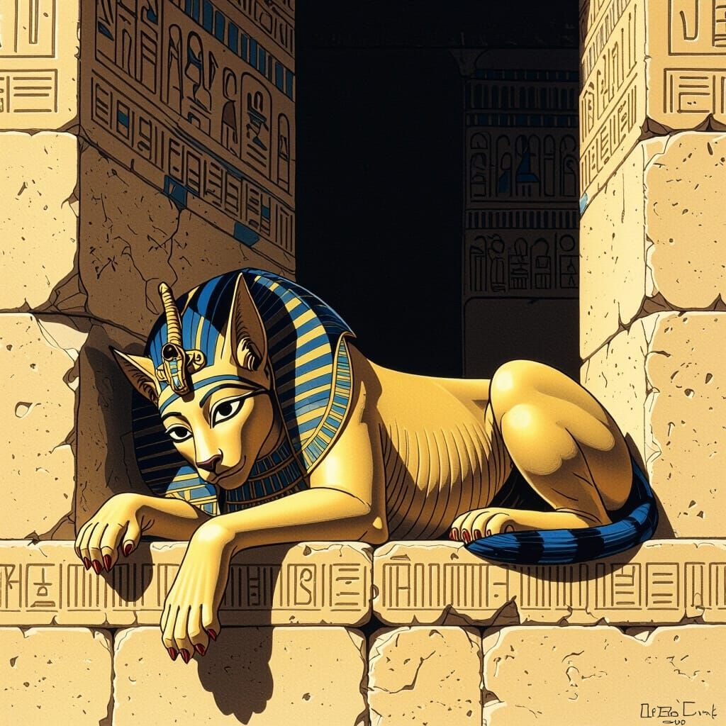 Egyptian Sphinx Slumbers on Alexandrian Windowsill in Comic ...