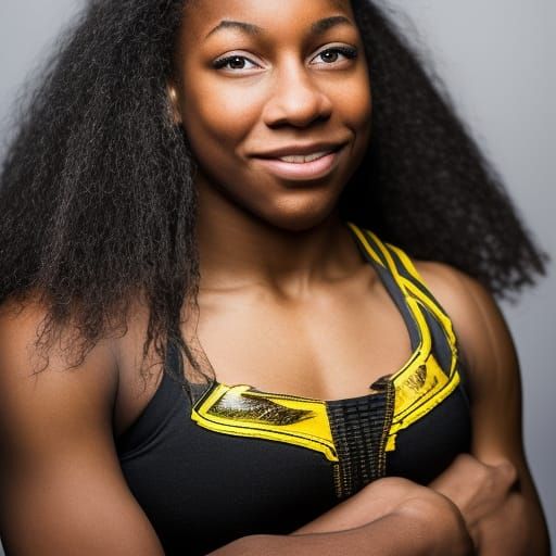 Confident Female Wrestler Portrait with Bokeh Effect