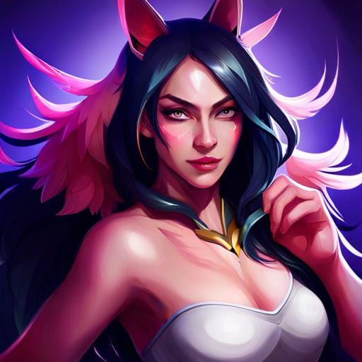 Ahri Portrait in Hyperdetailed Digital Art Style