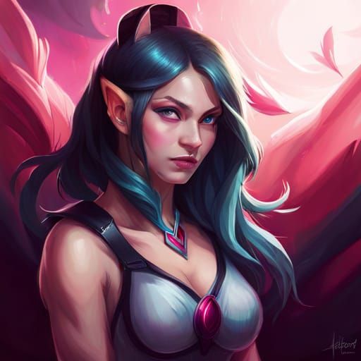 Ahri Portrait in Digital Art Style